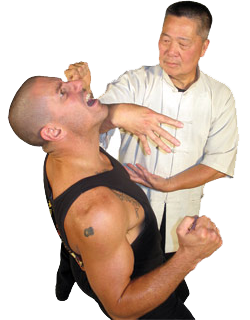Sifu David Chin demonstrates a Tibetan Hop Gar application on Sifu Chris Heintzman.